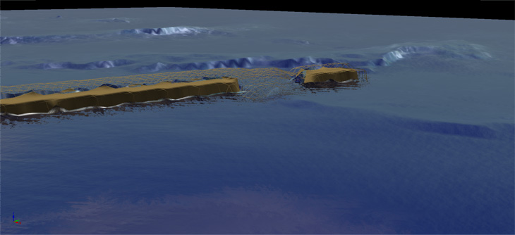 高波浪来襲時のシミュレーション（CADMAS-SURF/3D）