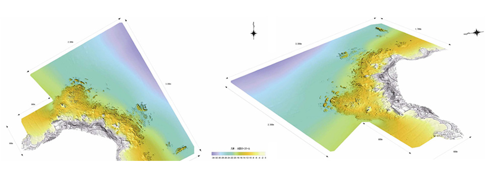 マルチビーム測深による深浅測量結果(3次元画像)